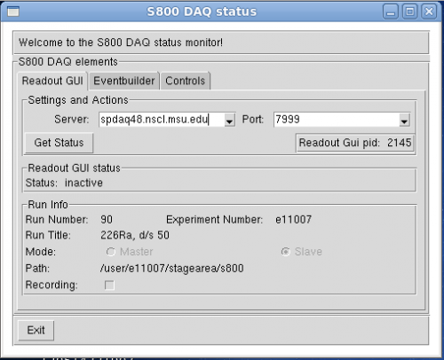 S800 Status GUI